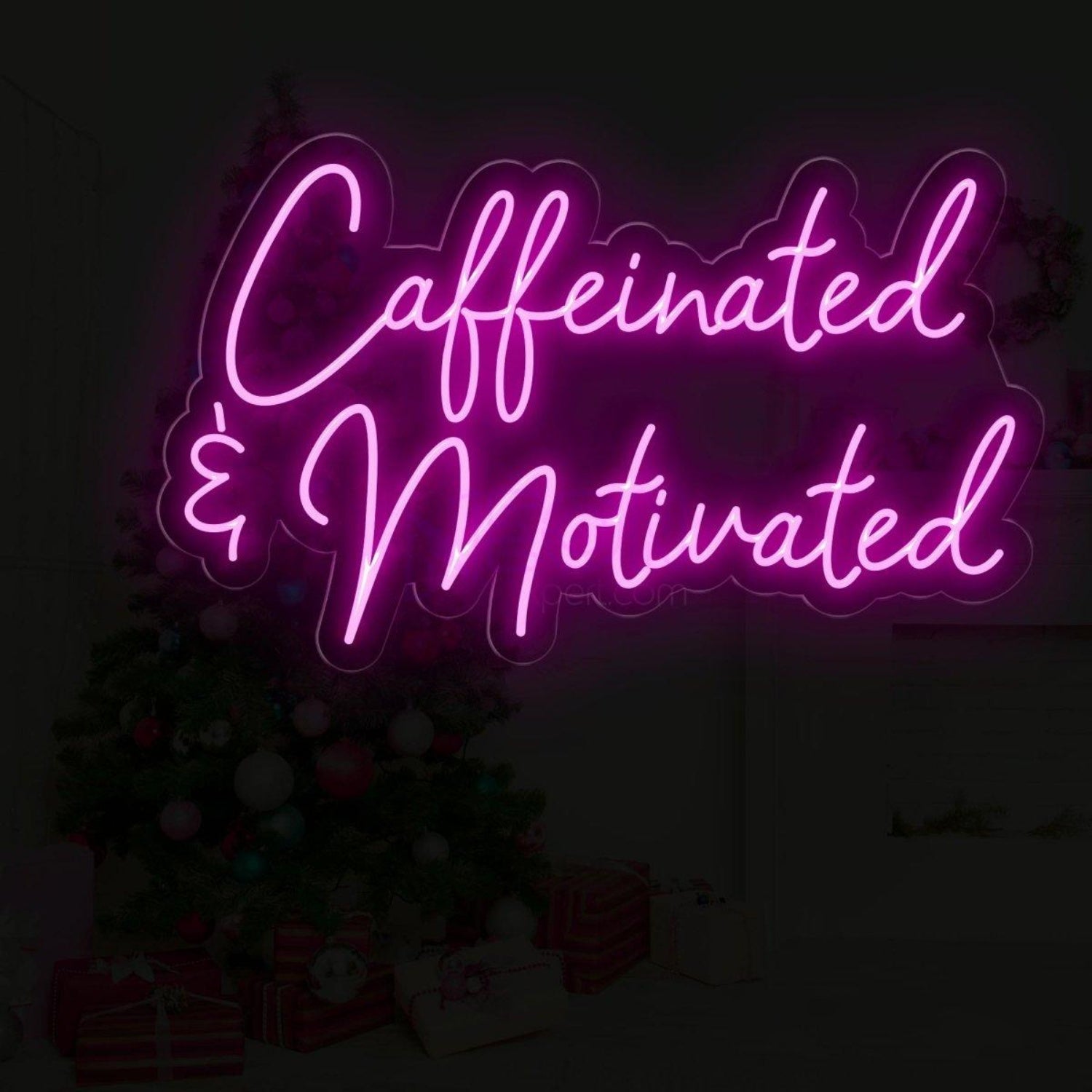 Caffeinated Motivated White Led Neon Sign For Cafe Home Office Wall Decor | Shineneon