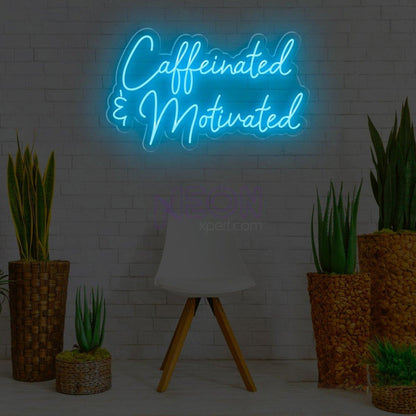 Caffeinated Motivated White Led Neon Sign For Cafe Home Office Wall Decor | Shineneon