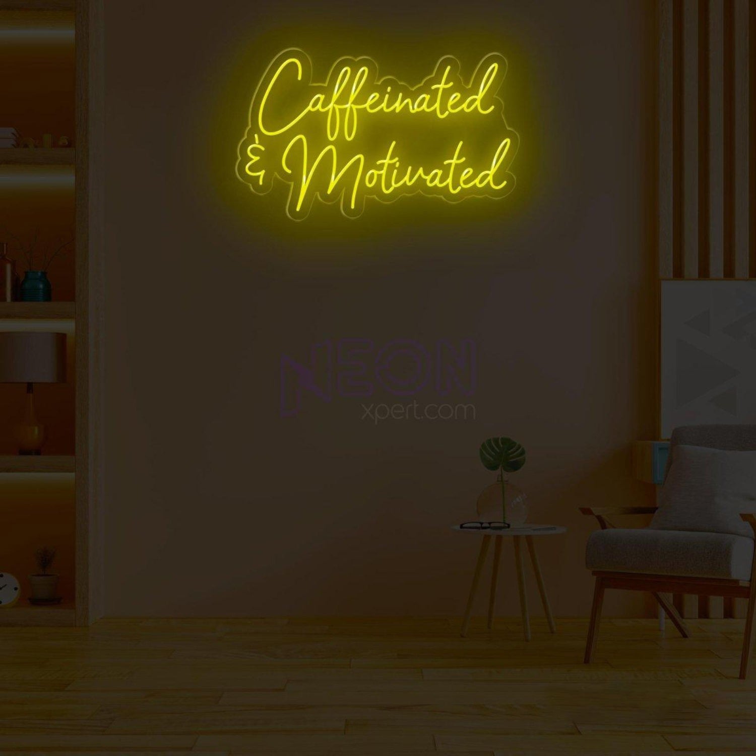 Caffeinated Motivated White Led Neon Sign For Cafe Home Office Wall Decor | Shineneon