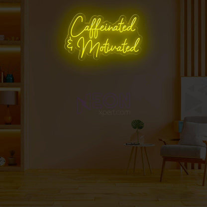 Caffeinated Motivated White Led Neon Sign For Cafe Home Office Wall Decor | Shineneon