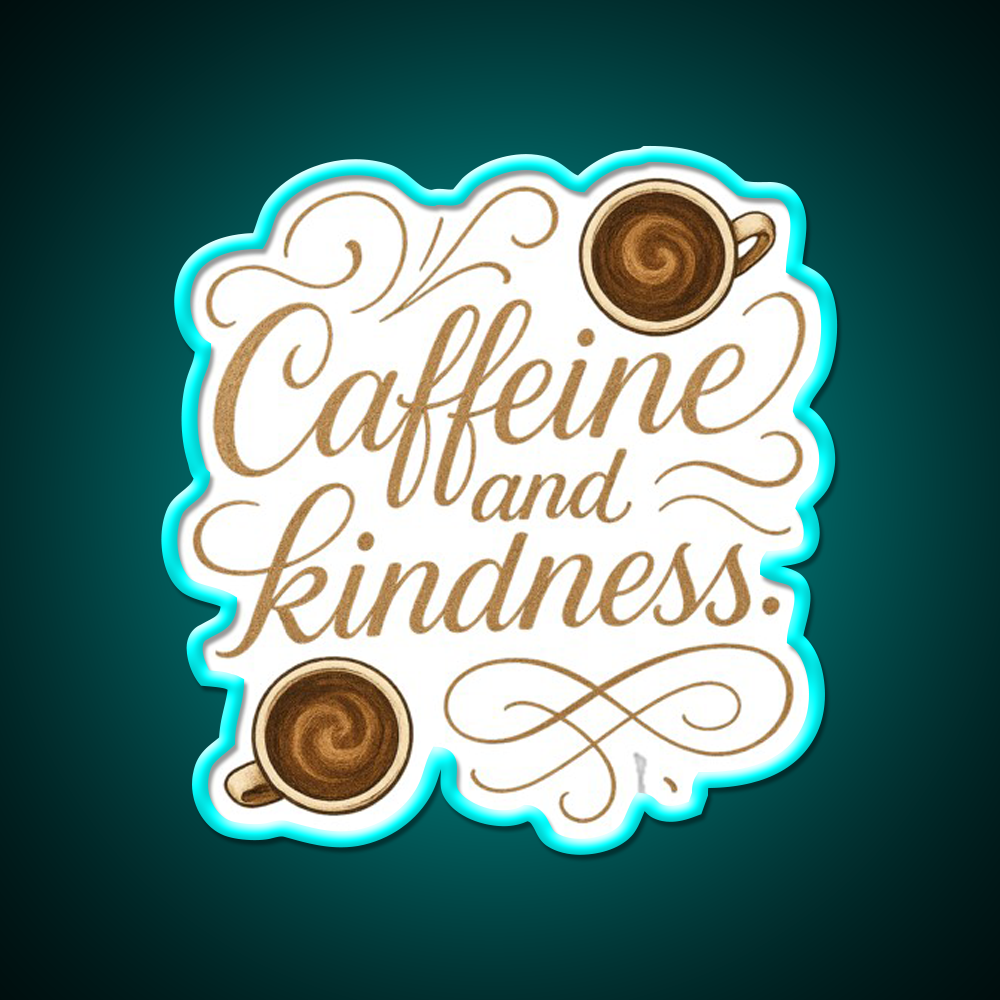 Caffeine And Kindness Positive Cafe Led Neon Sign Espresso Bar Art Rgb Color