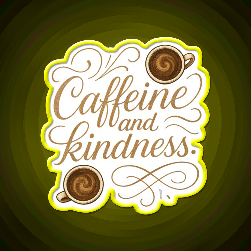Caffeine And Kindness Positive Cafe Led Neon Sign Espresso Bar Art Rgb Color