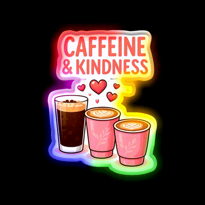 Caffeine Kindness Cute Coffee Design Cafe Led Neon Sign Espresso Bar Art Rgb Color