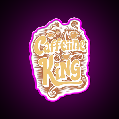 Caffeine King Rule Your Coffee Kingdom Led Neon Sign Espresso Bar Art Rgb Color