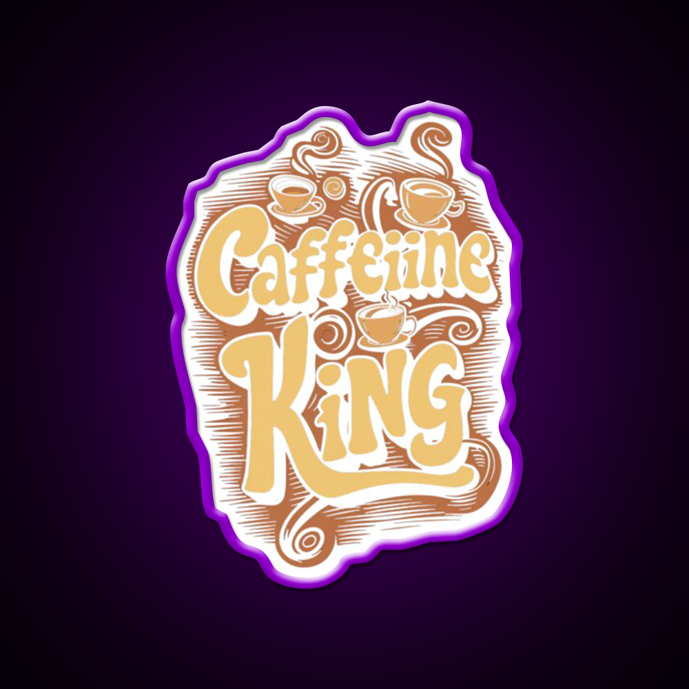 Caffeine King Rule Your Coffee Kingdom Led Neon Sign Espresso Bar Art Rgb Color