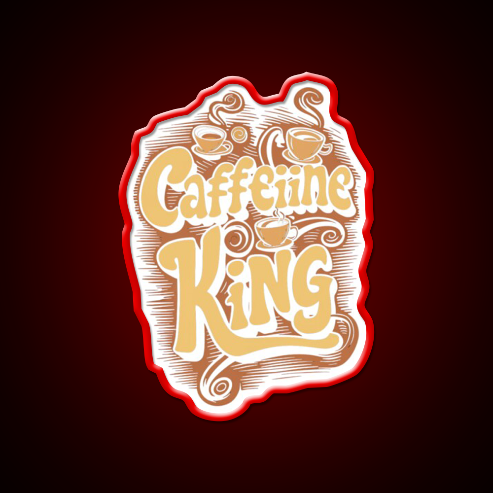 Caffeine King Rule Your Coffee Kingdom Led Neon Sign Espresso Bar Art Rgb Color