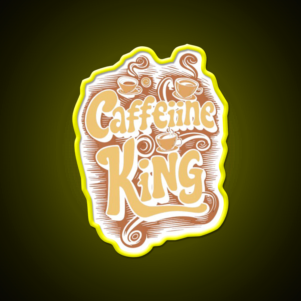 Caffeine King Rule Your Coffee Kingdom Led Neon Sign Espresso Bar Art Rgb Color