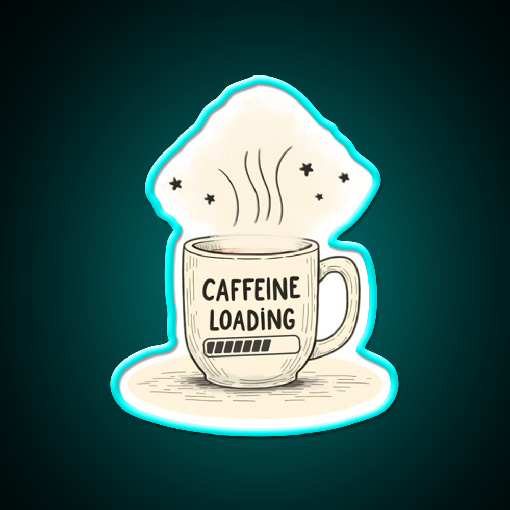 Caffeine Loading Man Cave Bar Led Neon Sign Rgb Color - Size and dimension reference