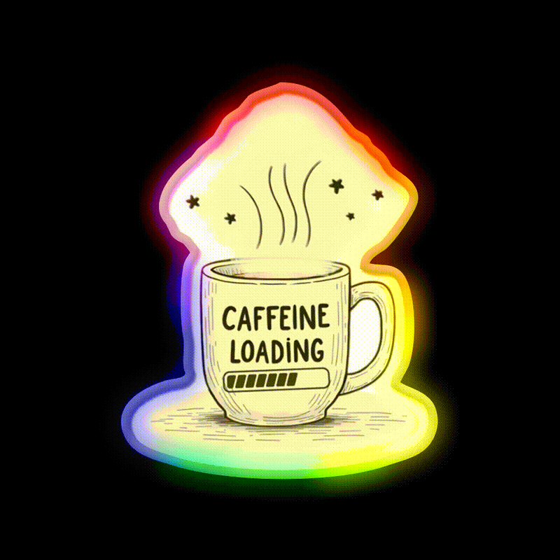Caffeine Loading Man Cave Bar Led Neon Sign Rgb Color - LED neon sign close-up detail