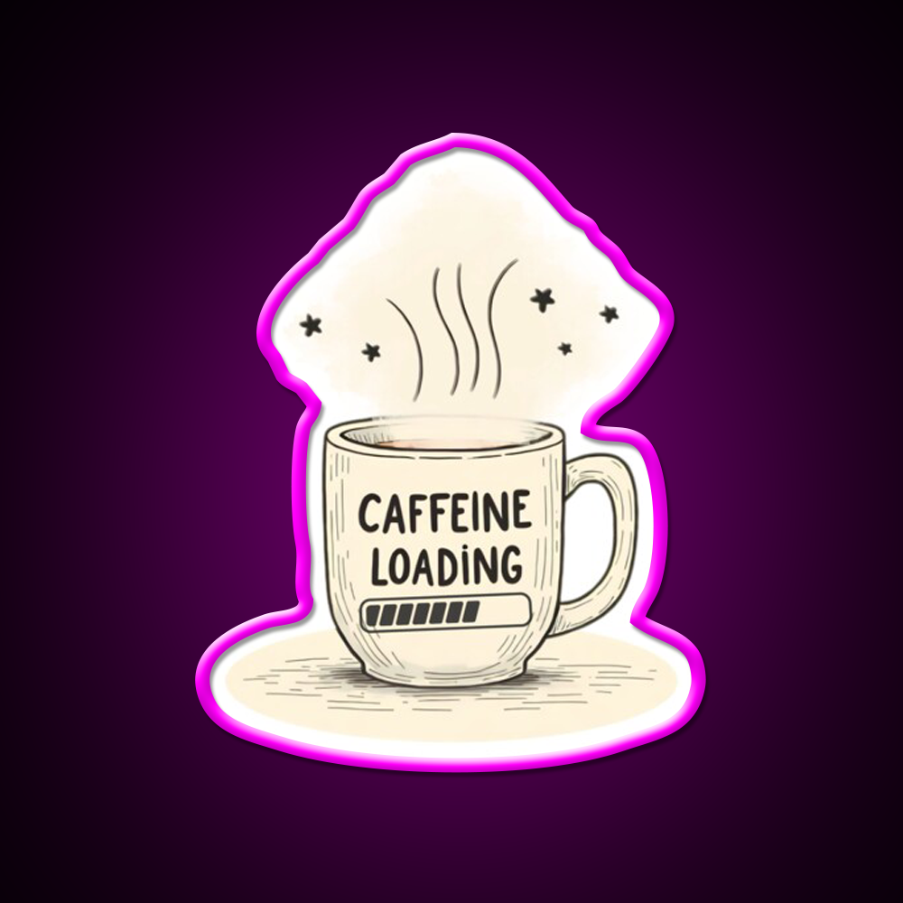 Caffeine Loading Man Cave Bar Led Neon Sign Rgb Color - Neon sign mounted on wall in room