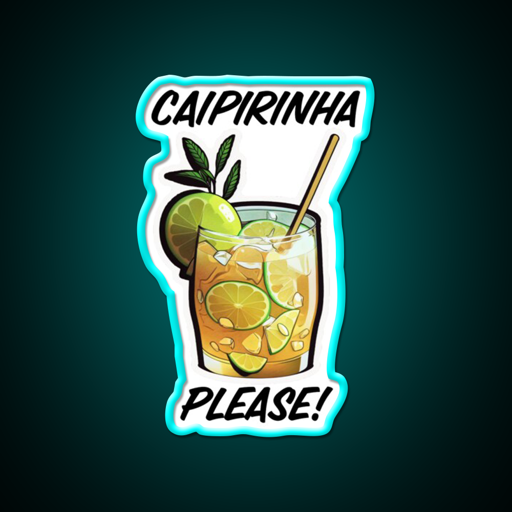 Caipirinha Please Cocktail Bar Decor Led Neon Sign Rgb Color - Size and dimension reference