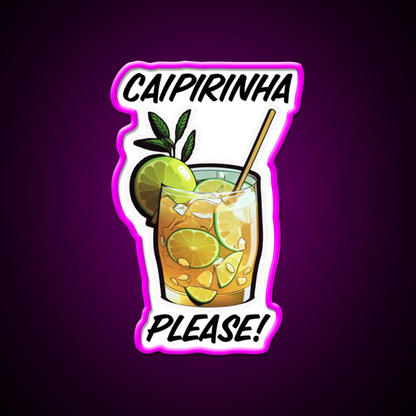 Caipirinha Please Cocktail Bar Decor Led Neon Sign Rgb Color - Neon sign mounted on wall in room