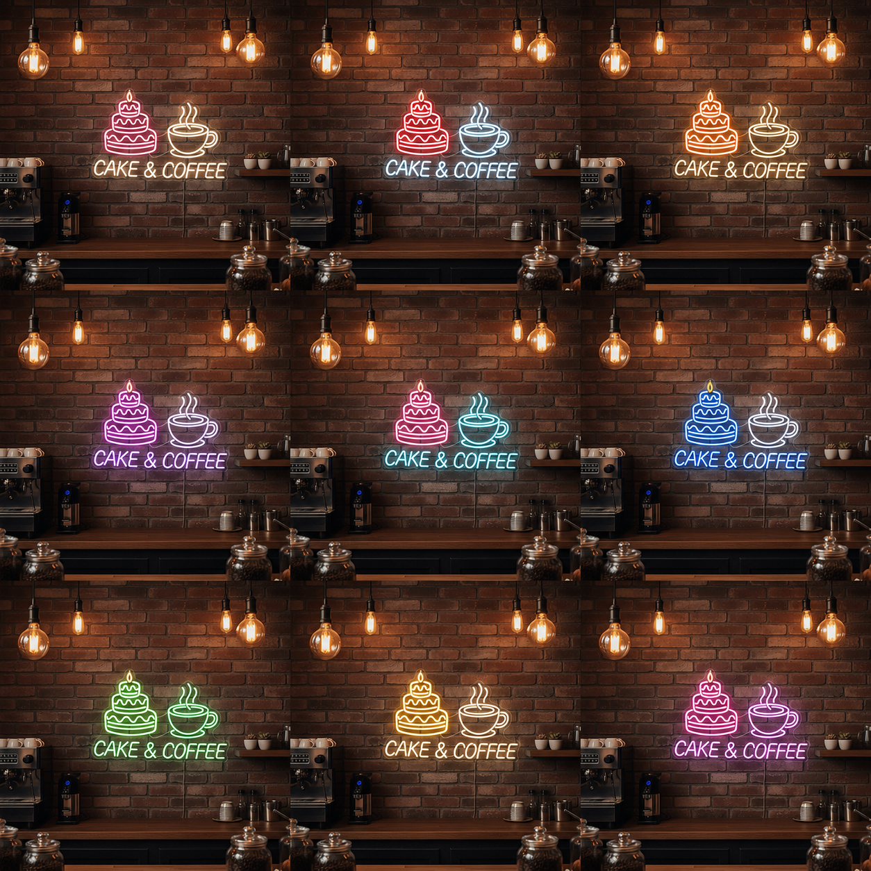 Cake And Coffee LED Neon Sign - 05 Color Grid