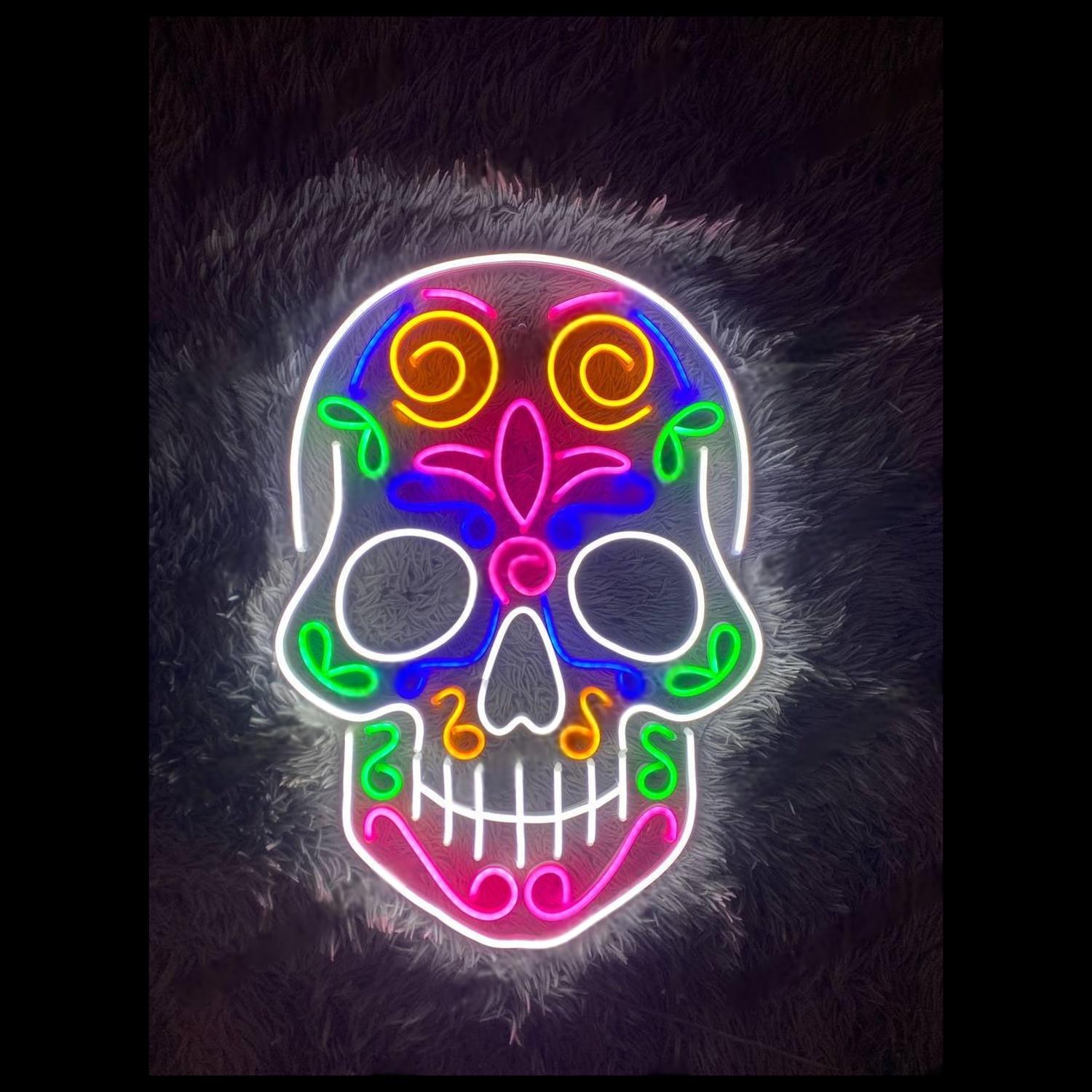 Calavera Multicolor Dia De Los Muertos Led Neon Sign For Bar Party Decor | Shineneon