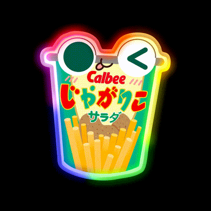 Calbee Potato Sticks Snack Food Led Neon Sign Rgb Color - LED neon sign close-up detail