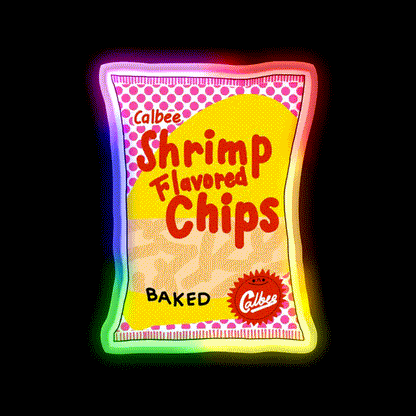 Calbee Shrimp Chips Snack Food Led Neon Sign Rgb Color - LED neon sign close-up detail