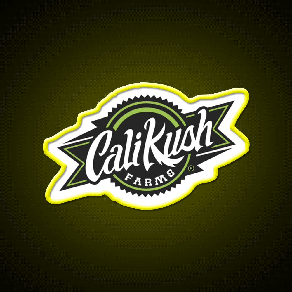 Cali Kush Farms Hemp Inspired Green Leaf Led Neon Sign Rgb Color - Custom LED neon sign front view