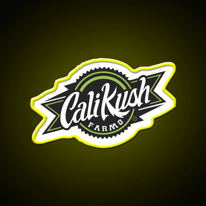 Cali Kush Farms Hemp Inspired Green Leaf Led Neon Sign Rgb Color - Custom LED neon sign front view