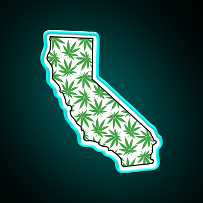 California Ca Weed Leaf Pattern Hemp Inspired Green Leaf Led Neon Sign Rgb Color - Size and dimension reference