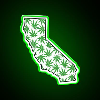 California Ca Weed Leaf Pattern Hemp Inspired Green Leaf Led Neon Sign Rgb Color - LED neon sign view 8