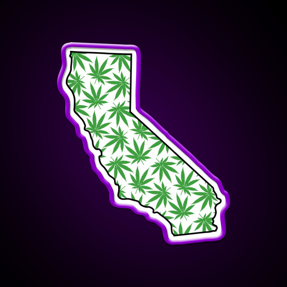 California Ca Weed Leaf Pattern Hemp Inspired Green Leaf Led Neon Sign Rgb Color - Shineneon