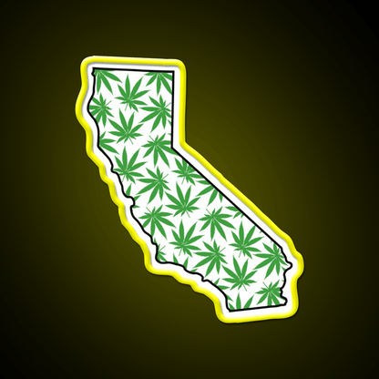 California Ca Weed Leaf Pattern Hemp Inspired Green Leaf Led Neon Sign Rgb Color - Shineneon