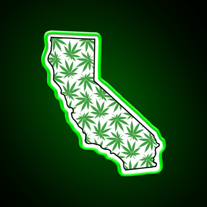 California Ca Weed Leaf Pattern Hemp Inspired Green Leaf Led Neon Sign Rgb Color - Shineneon