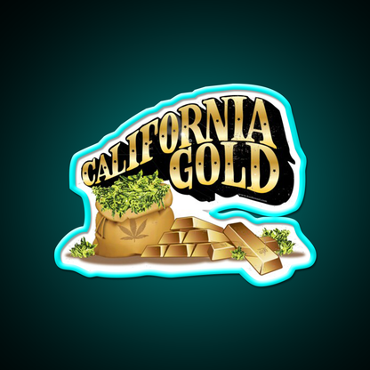 California Gold Strain Art Hemp Inspired Green Leaf Led Neon Sign Rgb Color - Size and dimension reference