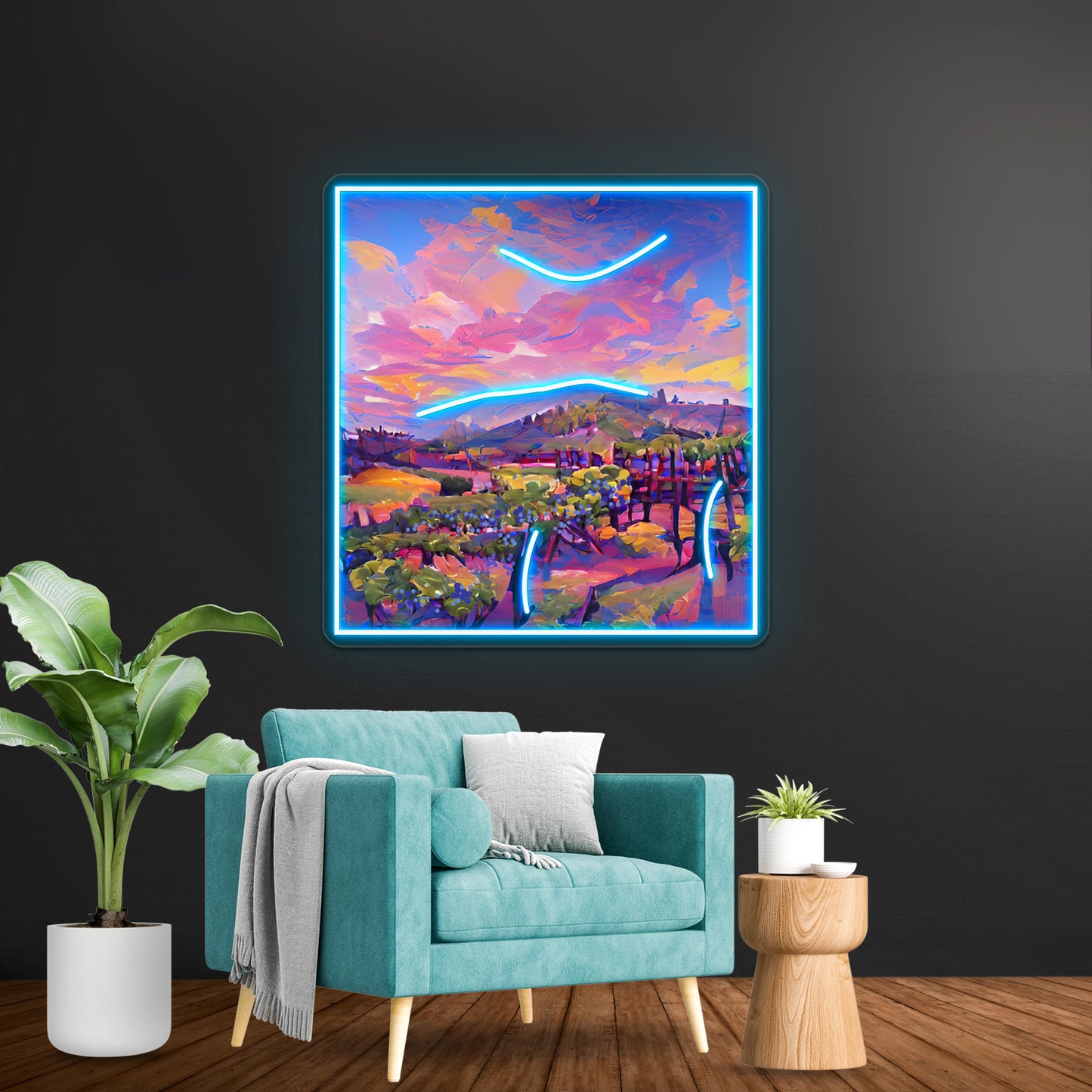 California Napa Valley Grape Wine Winery Illustration Modern Art Wall Artwork Neon Signs