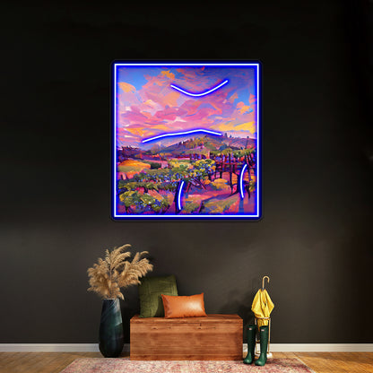 California Napa Valley Grape Wine Winery Illustration Modern Art Wall Artwork Neon Signs