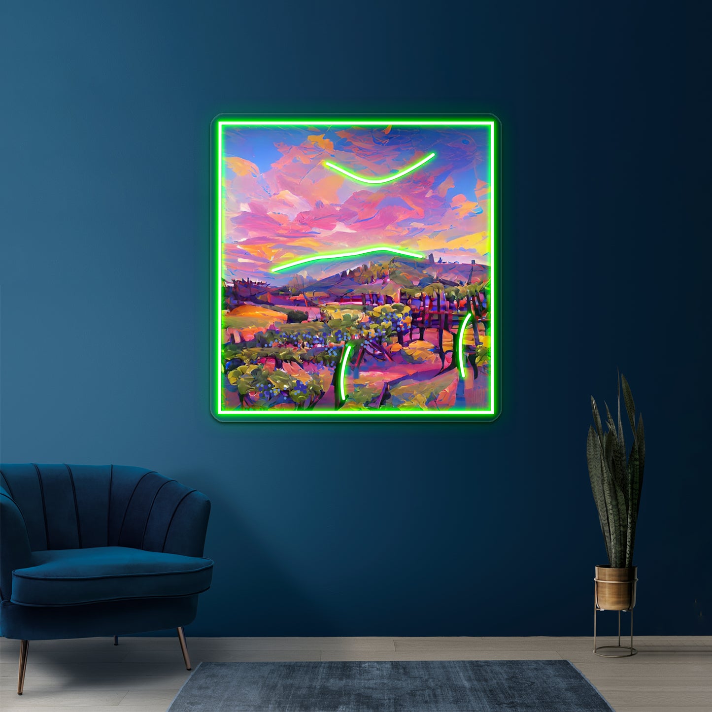 California Napa Valley Grape Wine Winery Illustration Modern Art Wall Artwork Neon Signs