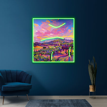 California Napa Valley Grape Wine Winery Illustration Modern Art Wall Artwork Neon Signs