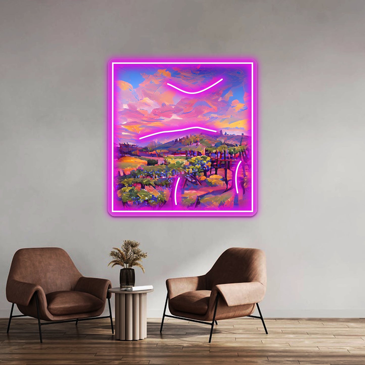 California Napa Valley Grape Wine Winery Illustration Modern Art Wall Artwork Neon Signs