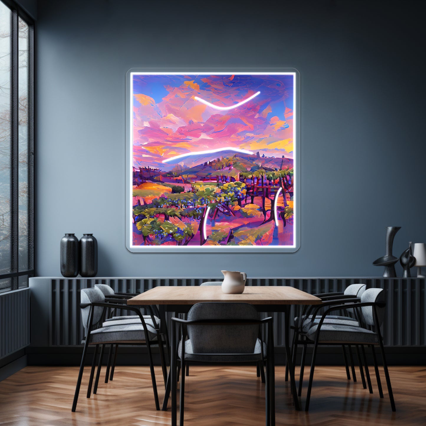 California Napa Valley Grape Wine Winery Illustration Modern Art Wall Artwork Neon Signs