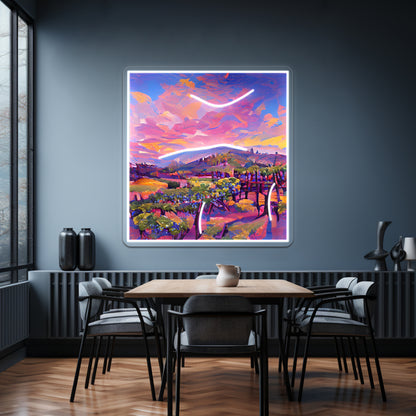 California Napa Valley Grape Wine Winery Illustration Modern Art Wall Artwork Neon Signs