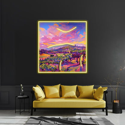 California Napa Valley Grape Wine Winery Illustration Modern Art Wall Artwork Neon Signs