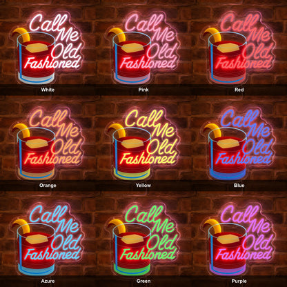 Call Me Old Fashioned Cocktail LED Neon Sign color grid