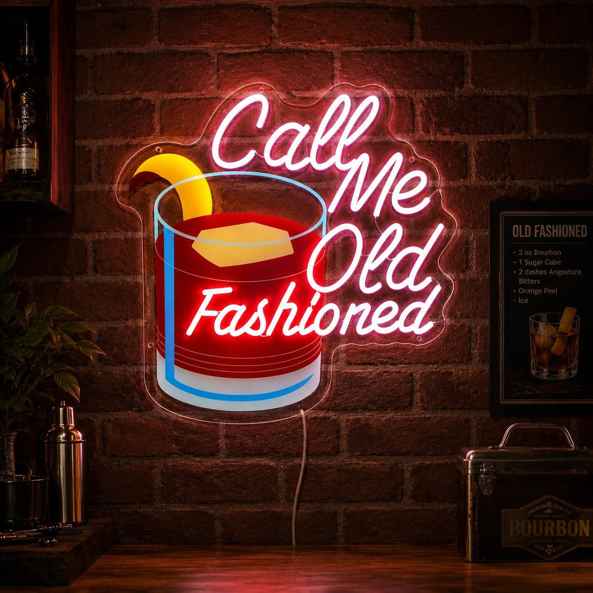 Call Me Old Fashioned Cocktail LED Neon Sign - Shineneon
