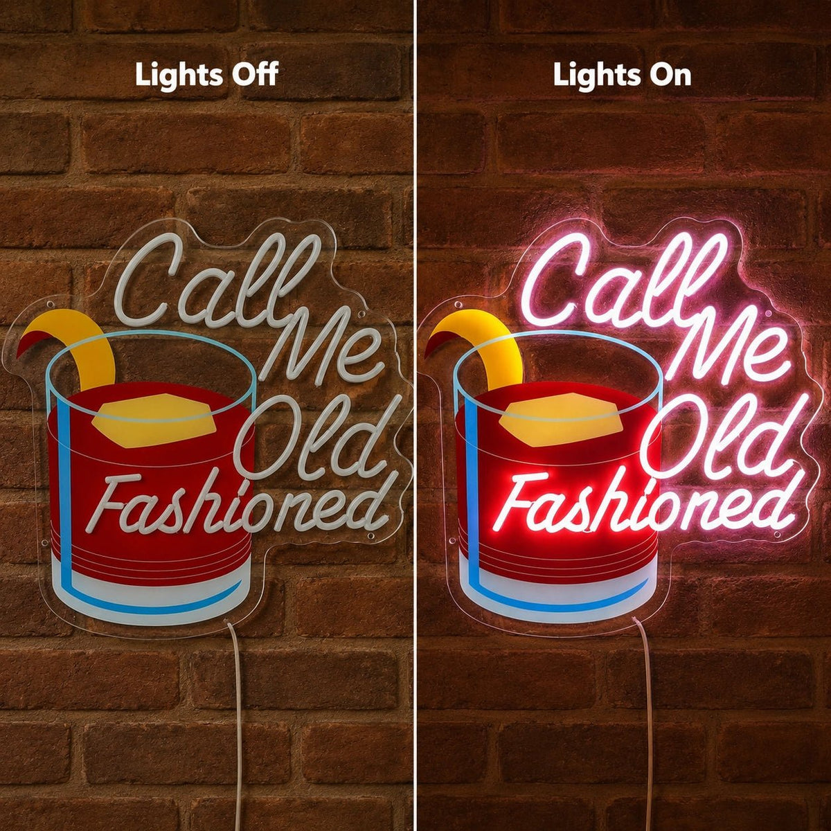 Call Me Old Fashioned Cocktail LED Neon Sign - Shineneon