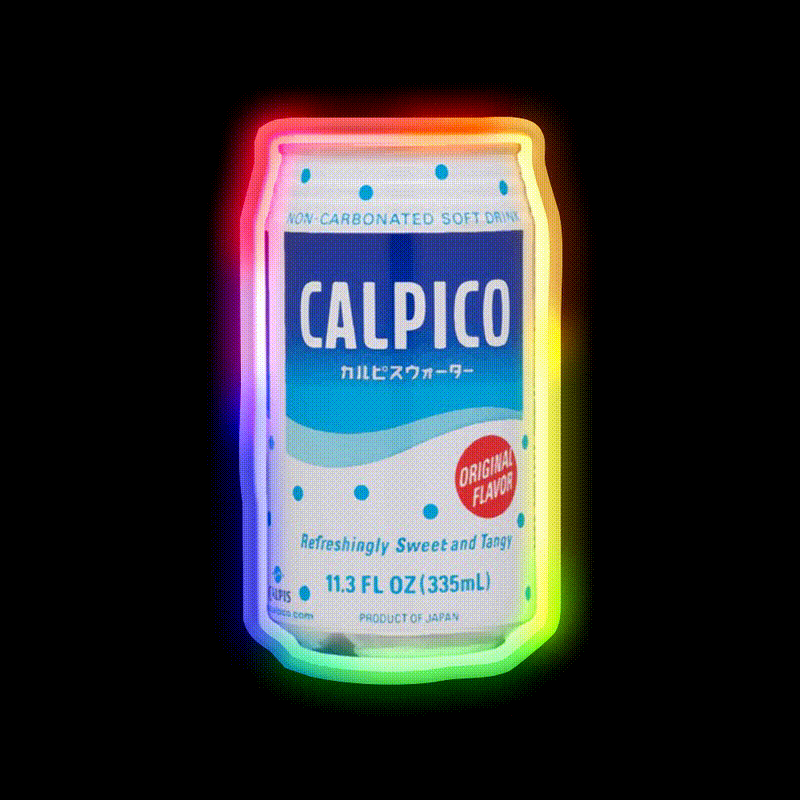 Calpico Snack Food Led Neon Sign Rgb Color - LED neon sign close-up detail