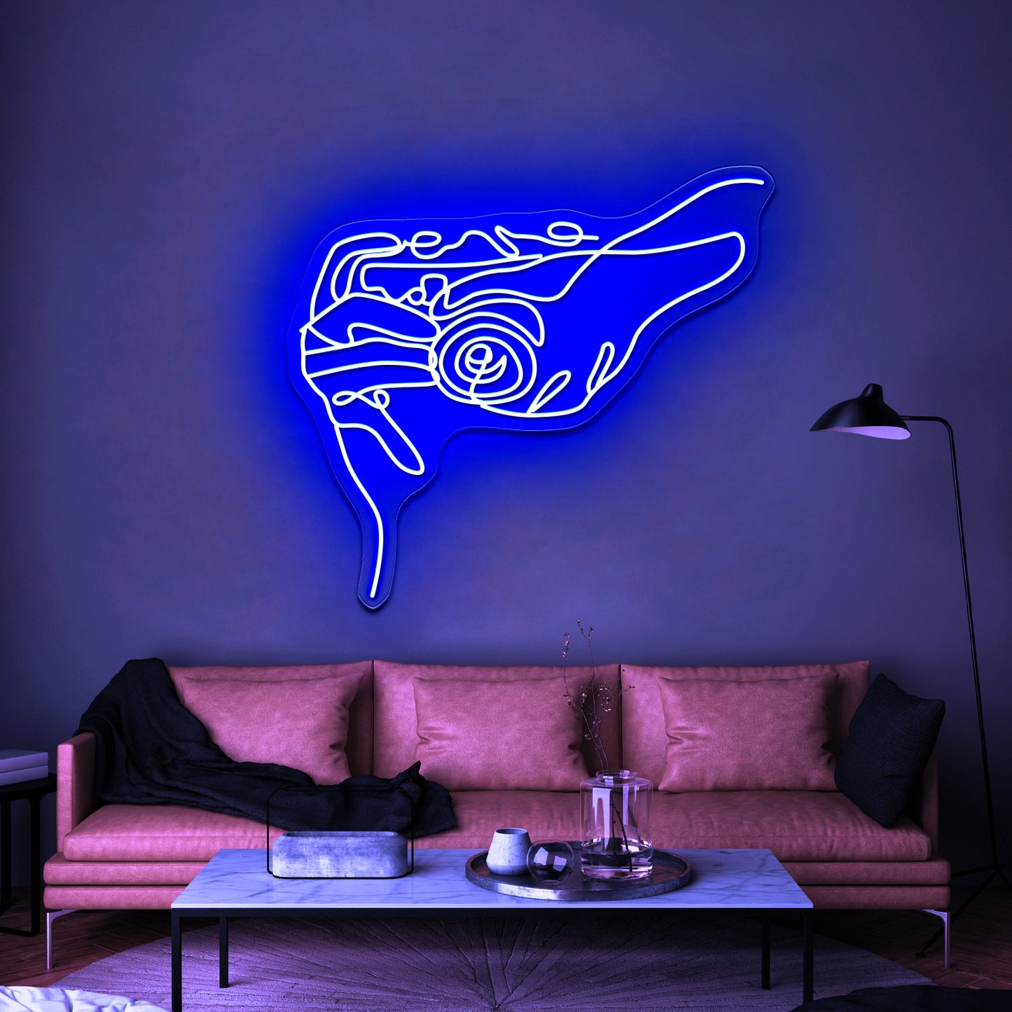 Camera Line Art Wall Artwork Neon Signs