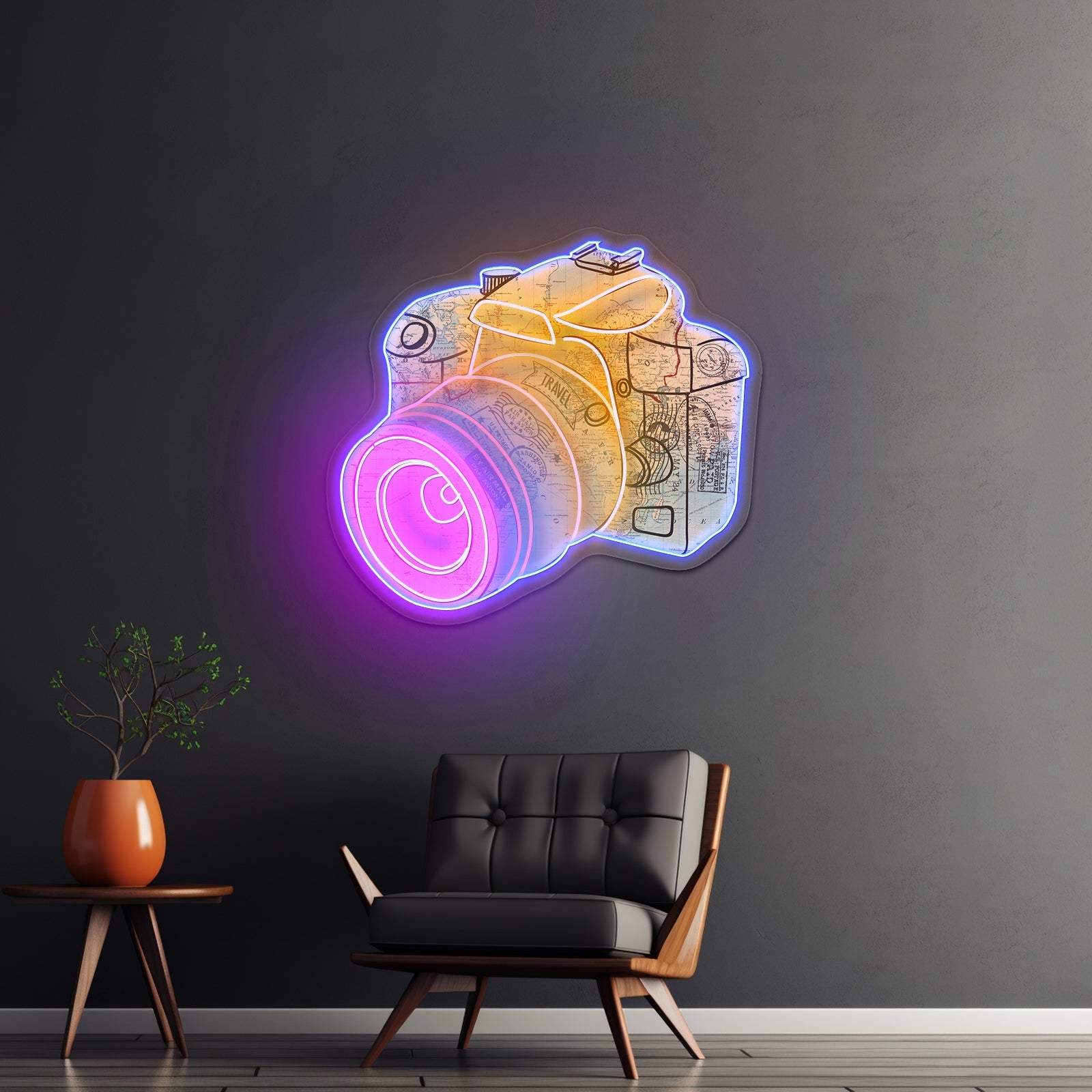Camera Map Neon Signs For Wall Decor - Shineneon