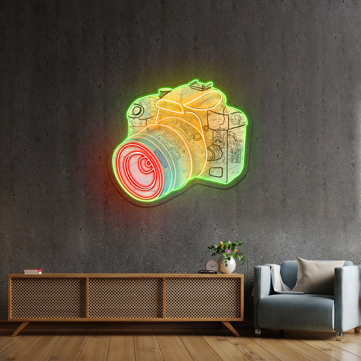 Camera Map Neon Signs for wall decor