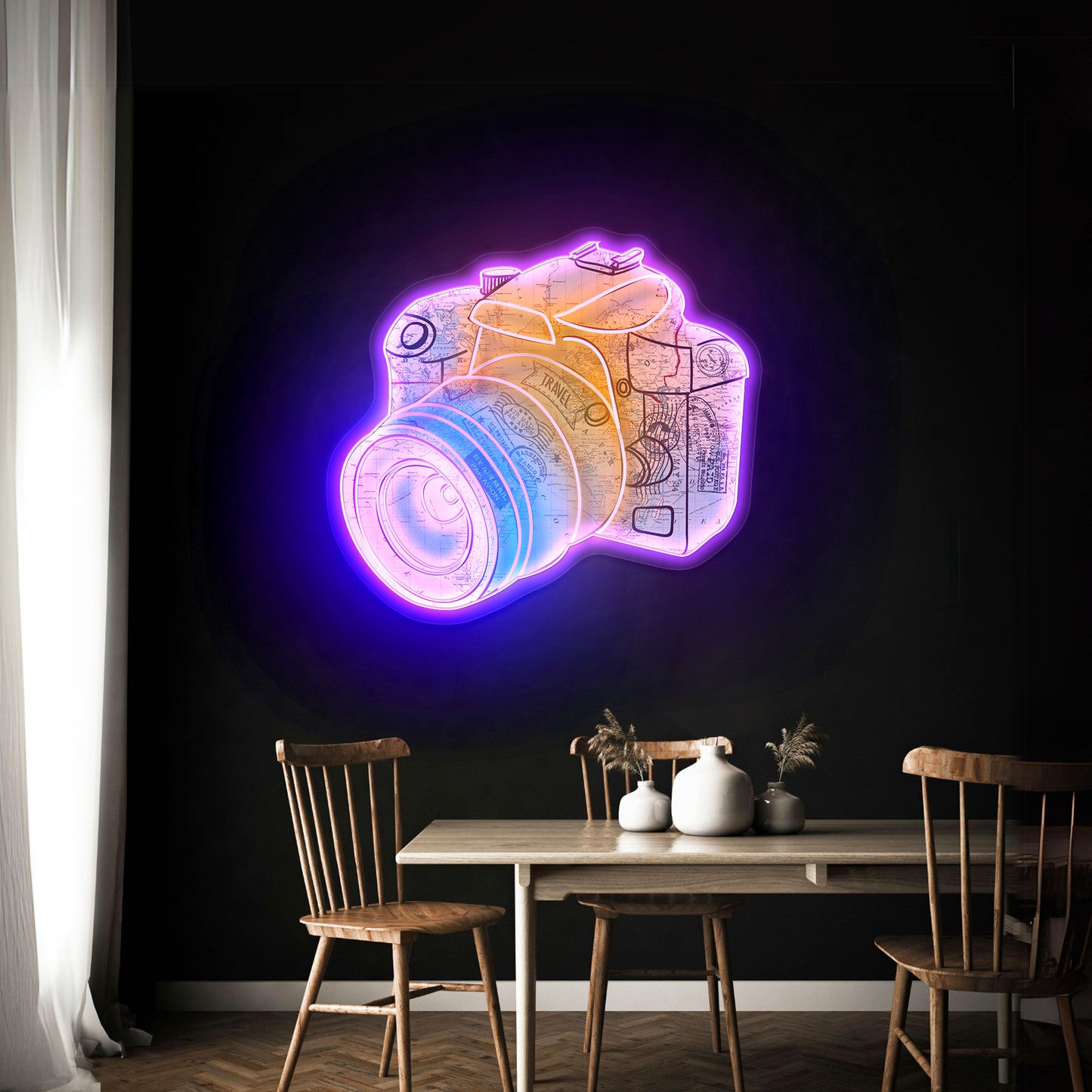 Camera Map Neon Signs for wall decor