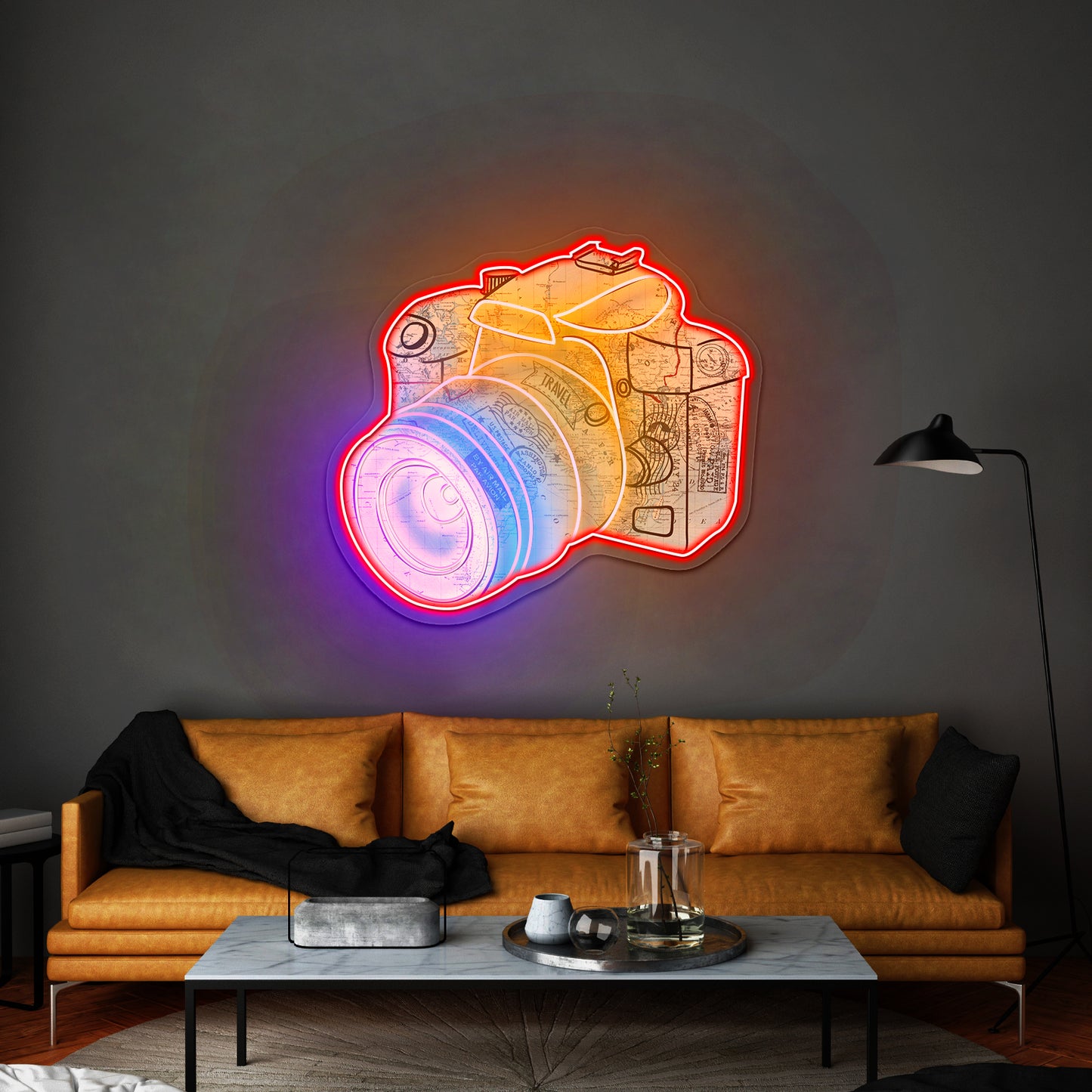 Camera Map Neon Signs for wall decor