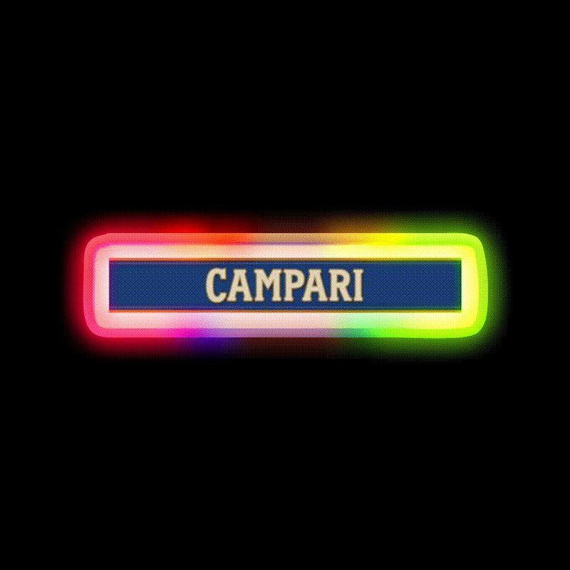 Campari Monogram Cocktail Bar Decor Led Neon Sign Rgb Color - LED neon sign close-up detail