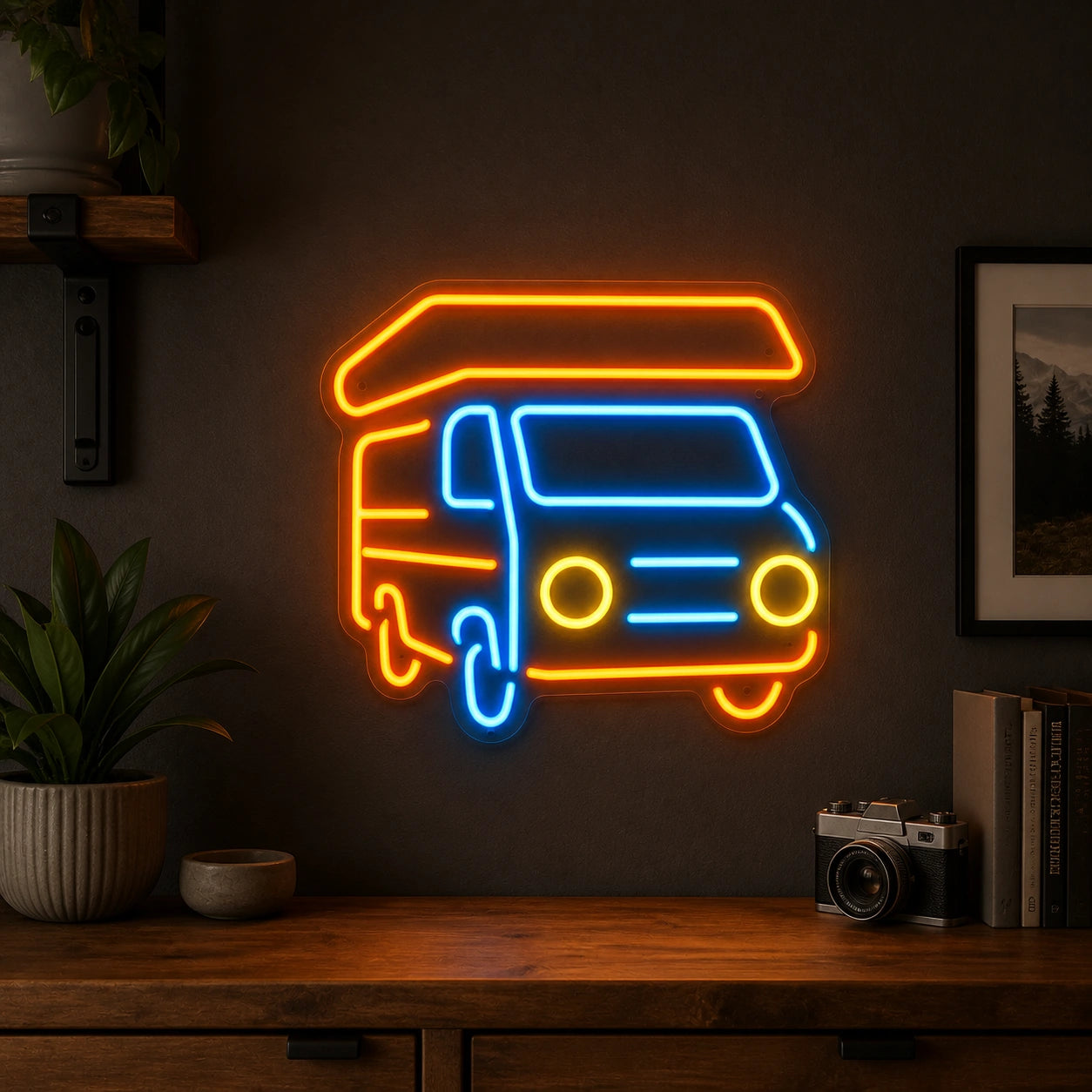 Camper Van Vintage LED Neon Sign real lifestyle scene