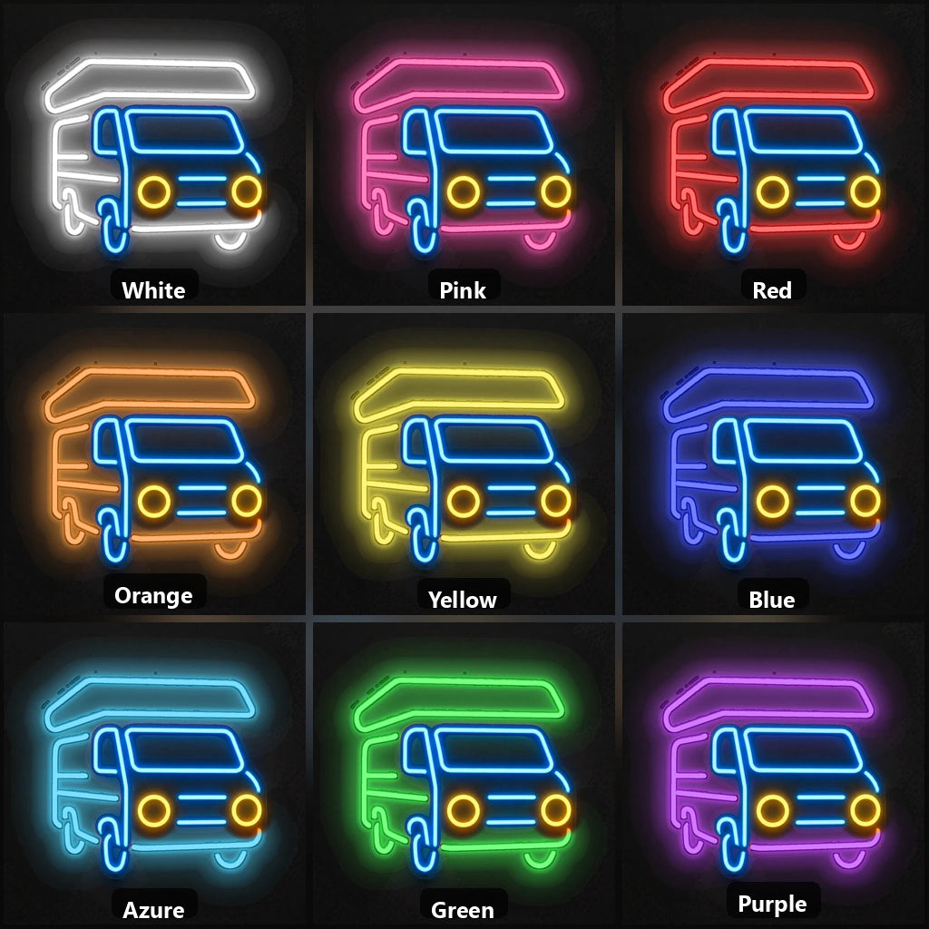 Camper Van Vintage LED Neon Sign color grid
