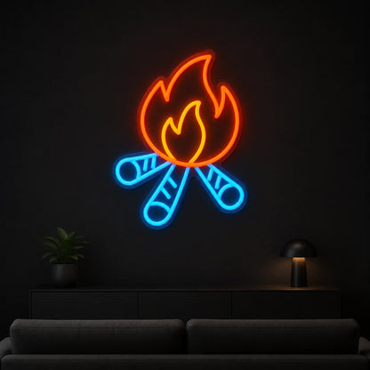 Campfire Crossed Logs Vintage LED Neon Sign size image