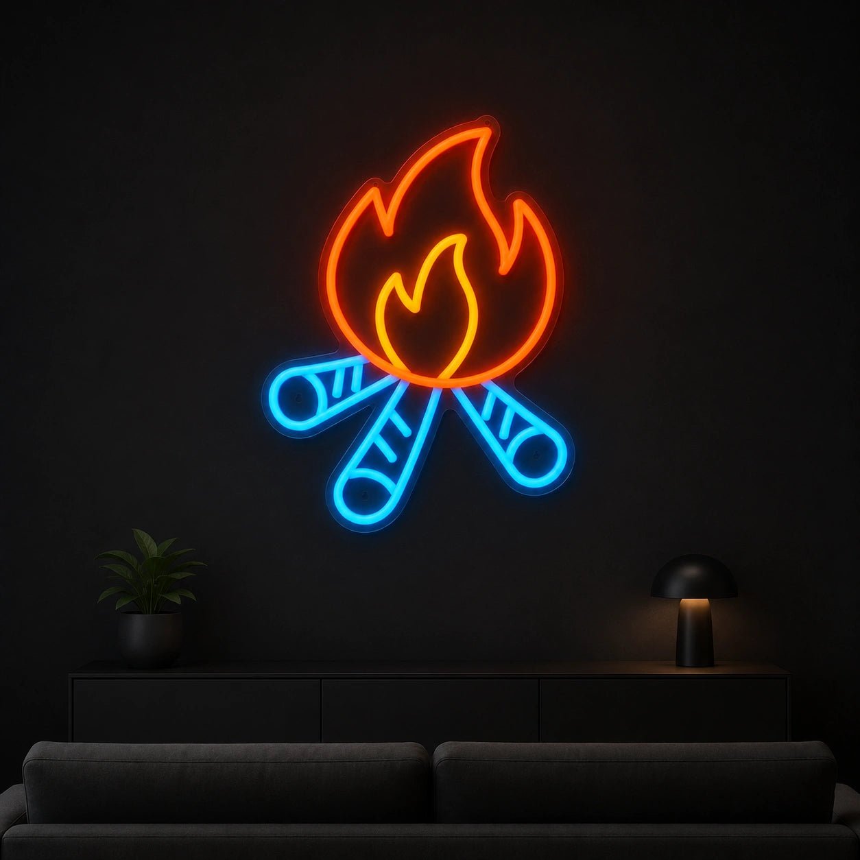 Campfire Crossed Logs Vintage LED Neon Sign - Shineneon
